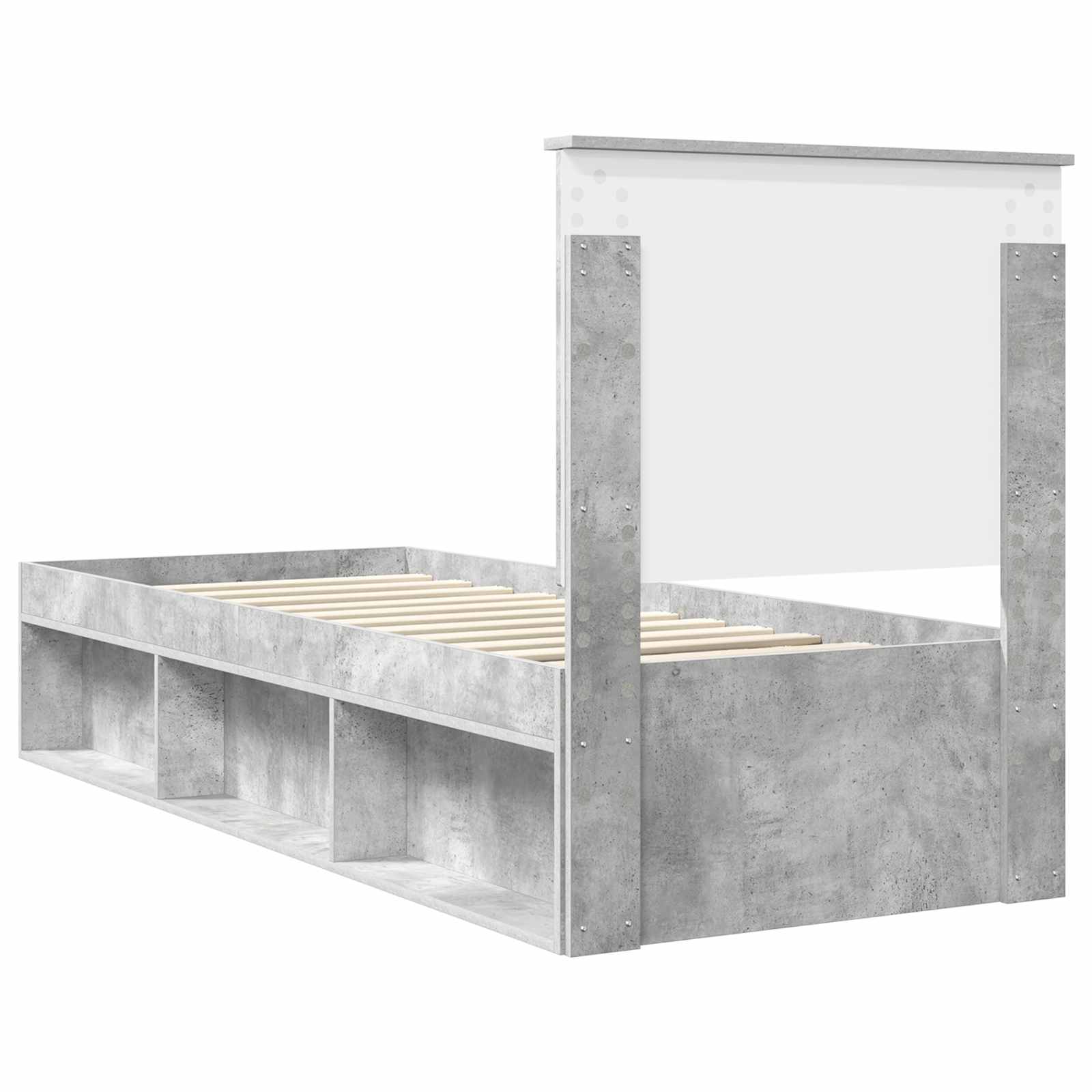 Cadre de lit Gris Béton 75 x 190 cm Bois de pin massif
