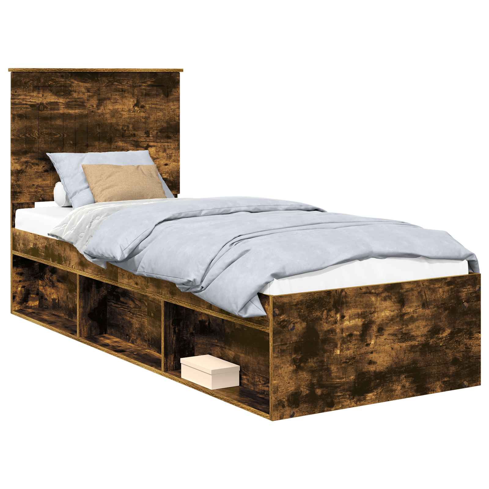 Cadre de lit Chêne fumé 75 x 190 cm Bois de pin massif - XIOS