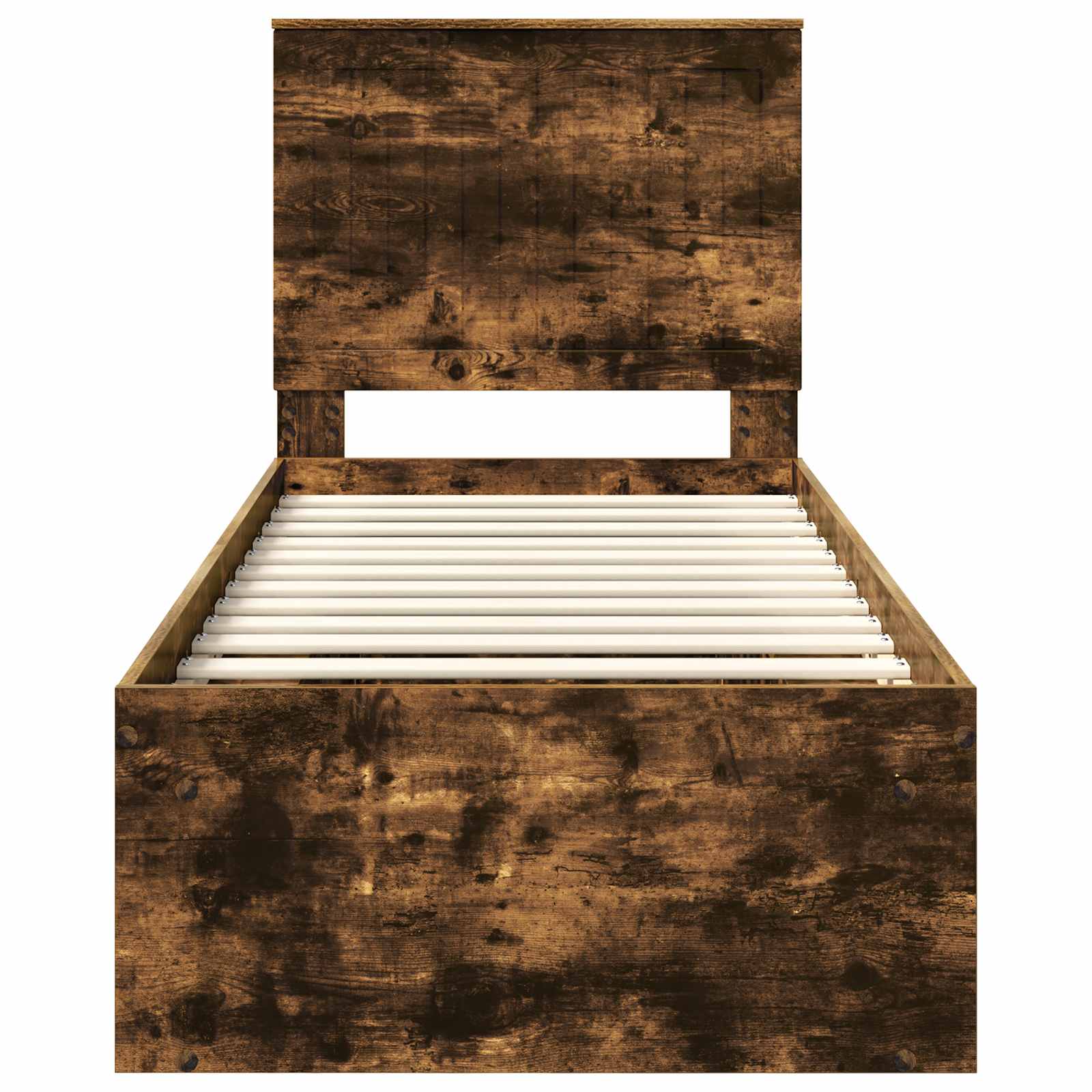 Cadre de lit avec tête de lit Chêne fumé 75 x 190 cm Pin massif - XIOS