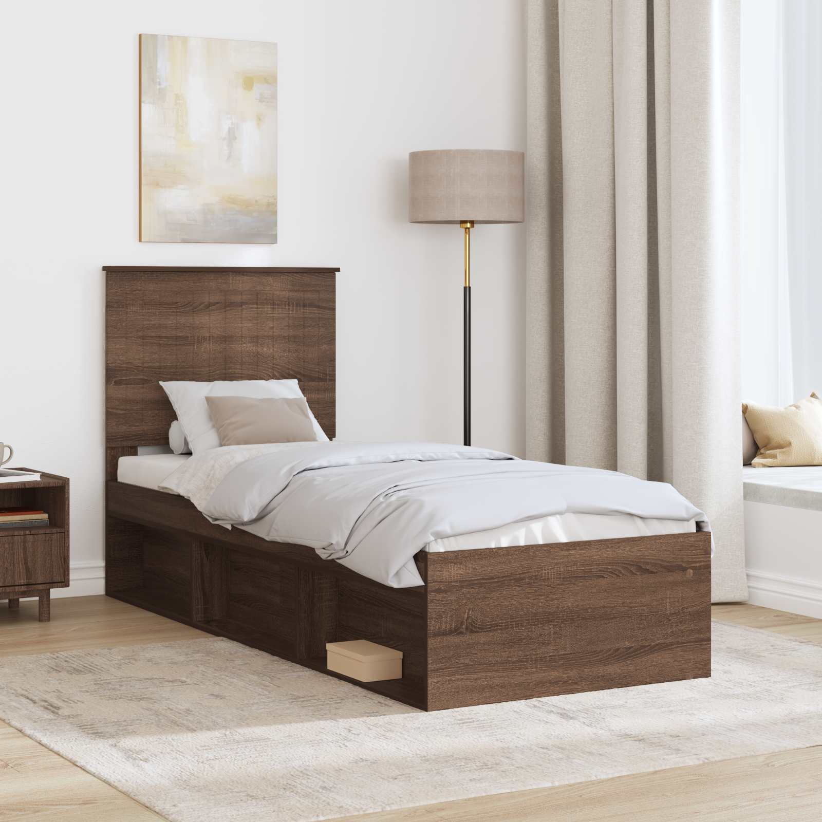 Cadre de lit Chêne brun 75 x 190 cm Bois de pin massif