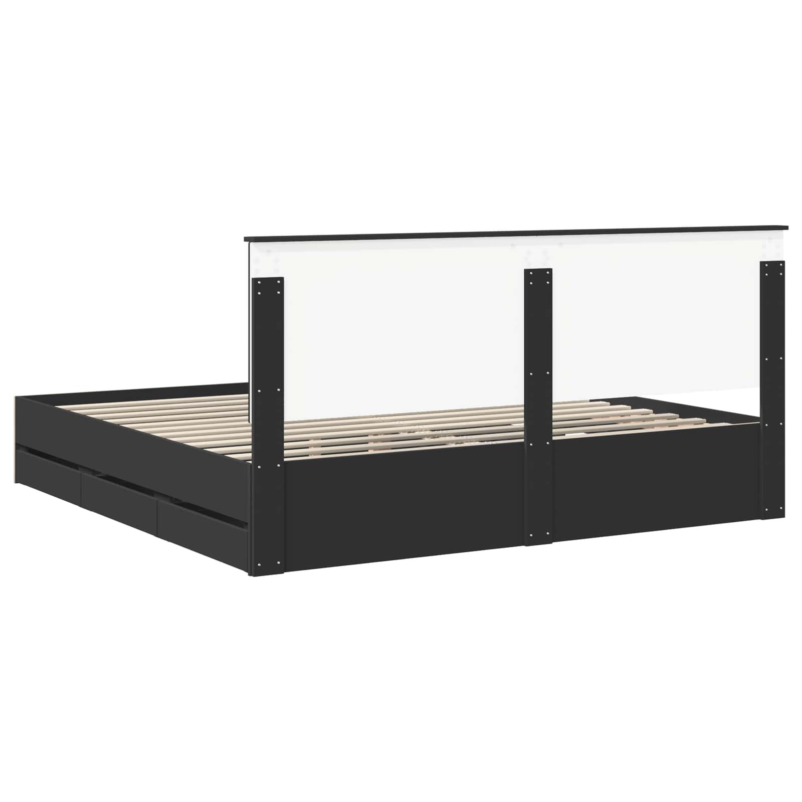 Cadre de lit avec tiroir Noir 200 x 200 cm Bois Ingénierie - XIOS