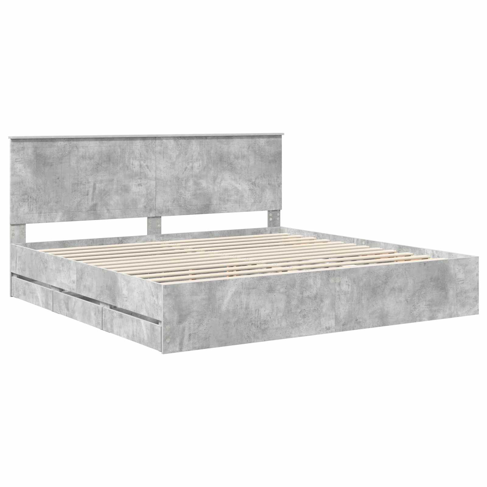 Cadre de lit Gris béton 200 x 200 cm Bois Ingénierie - XIOS