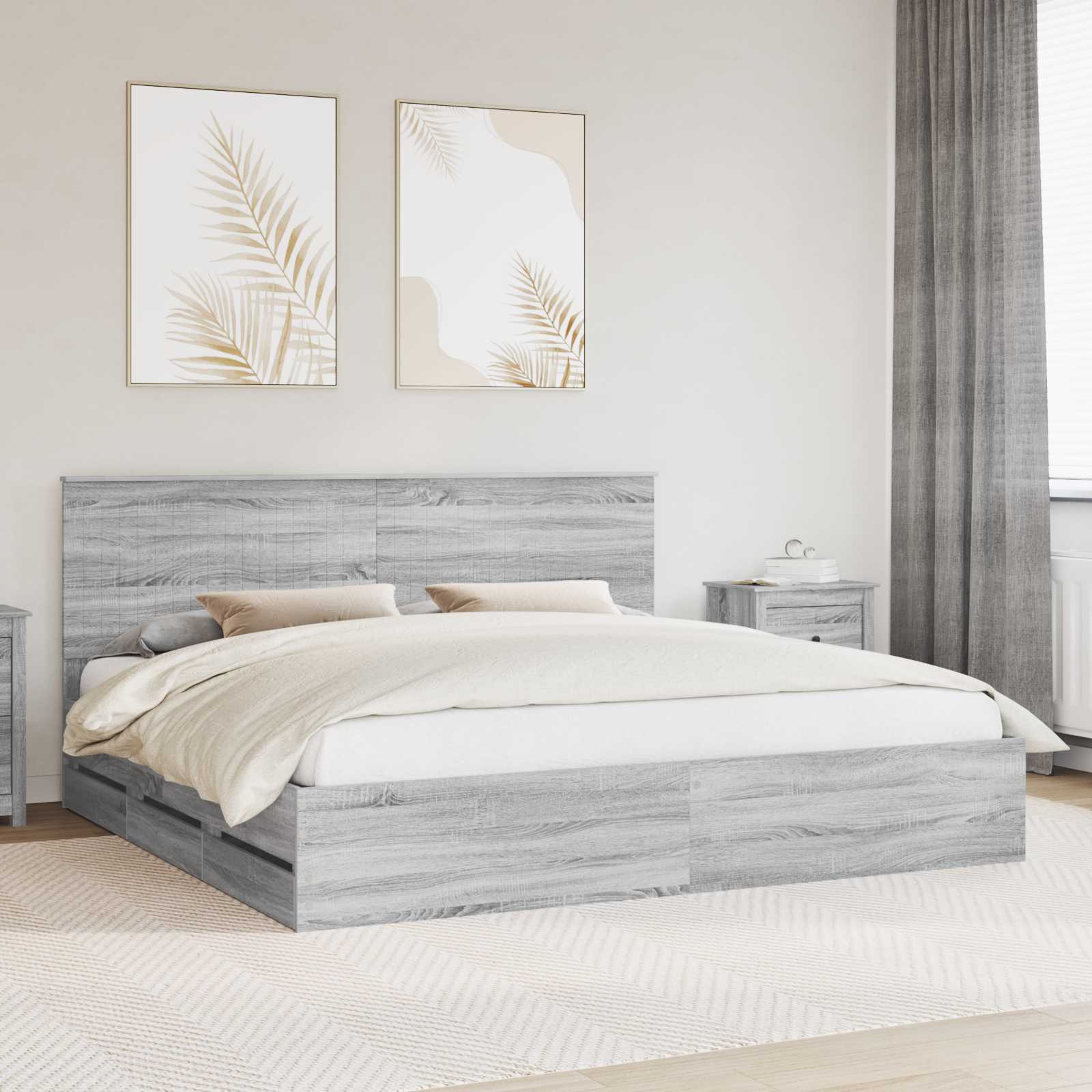 Cadre de lit Gris Sonoma 200 x 200 cm Bois Ingénierie - XIOS