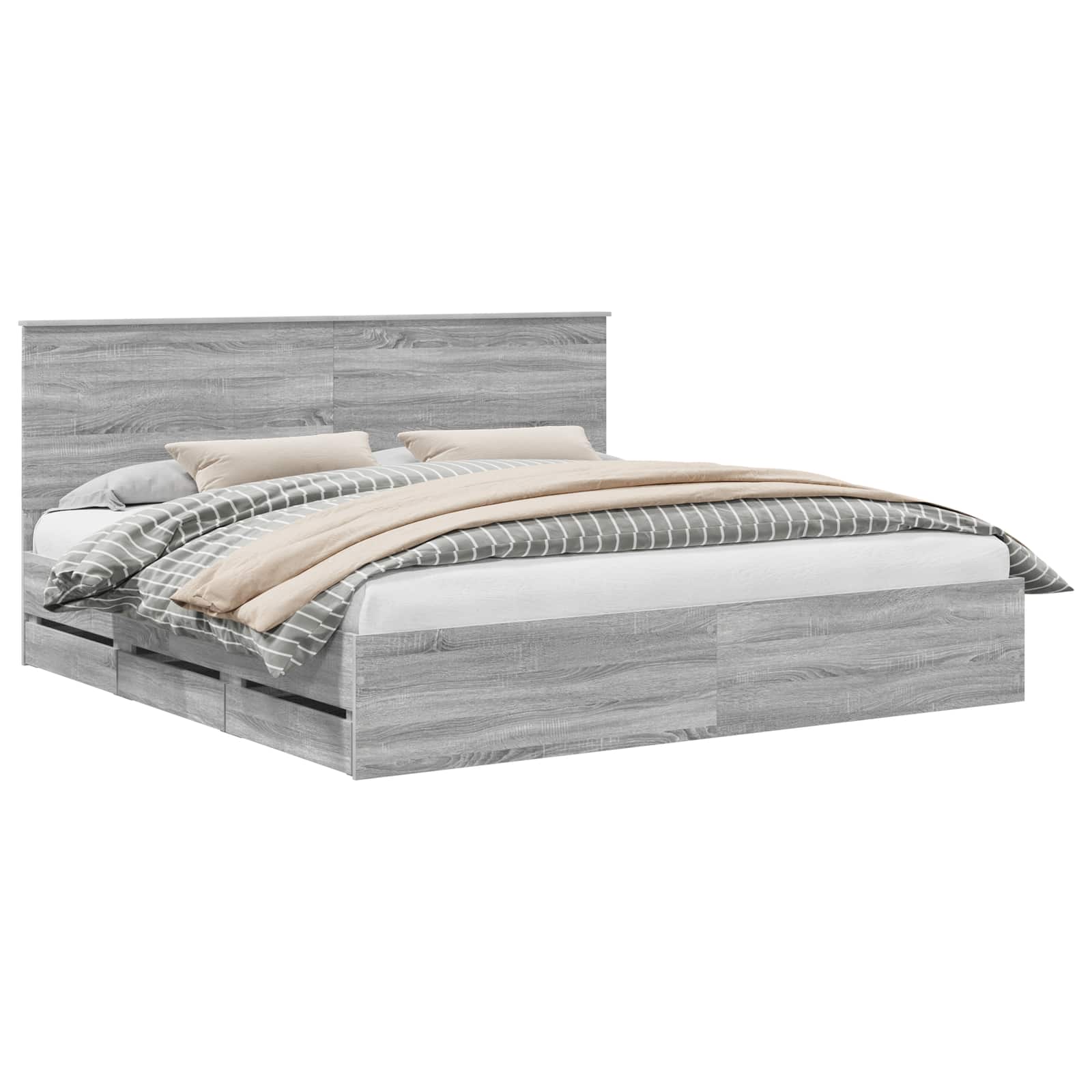 Cadre de lit Gris Sonoma 200 x 200 cm Bois Ingénierie - XIOS