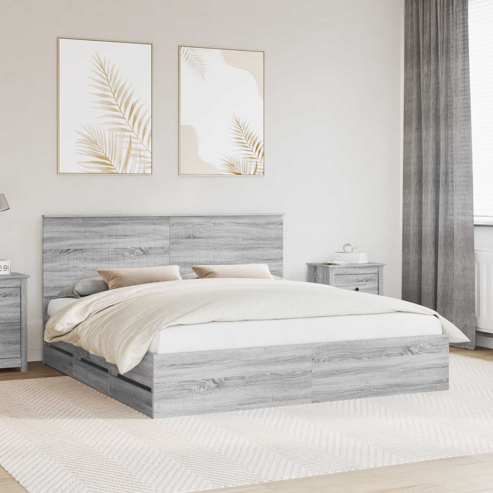 Cadre de lit Gris Sonoma 180 x 200 cm Bois Ingénierie - XIOS