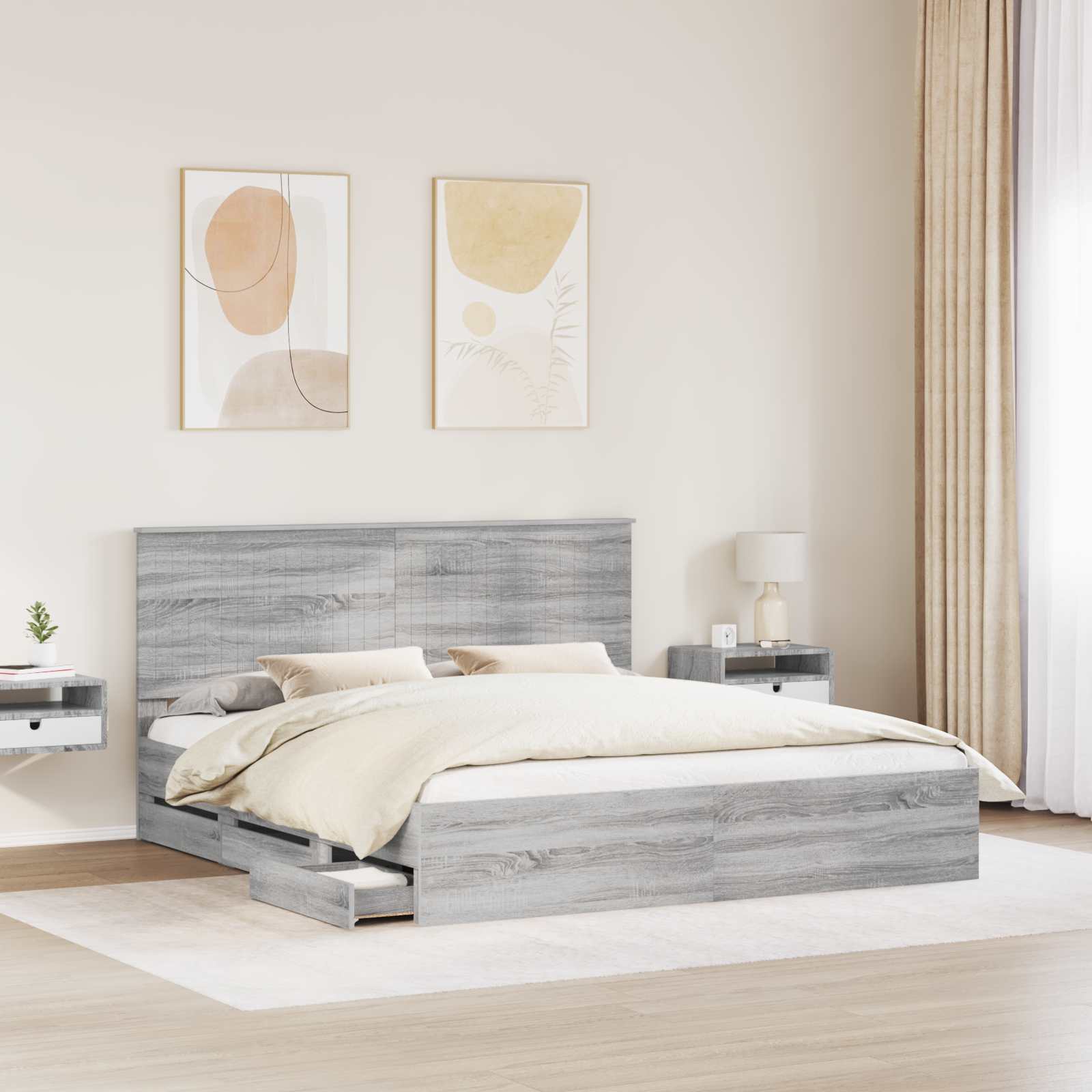 Cadre de lit Gris Sonoma 180 x 200 cm Bois Ingénierie - XIOS