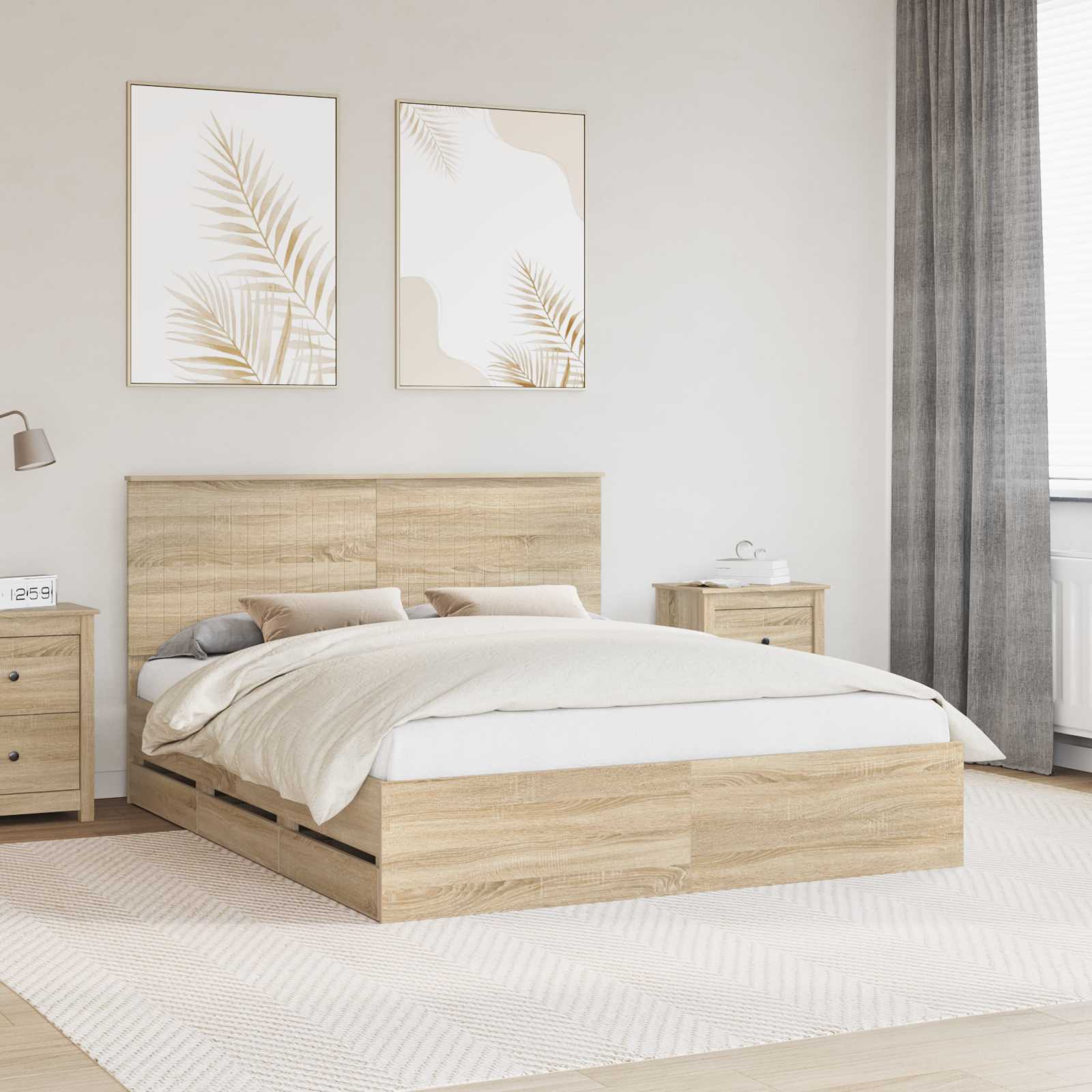 Cadre de lit Chêne Sonoma 160 x 200 cm Bois Ingénierie - XIOS