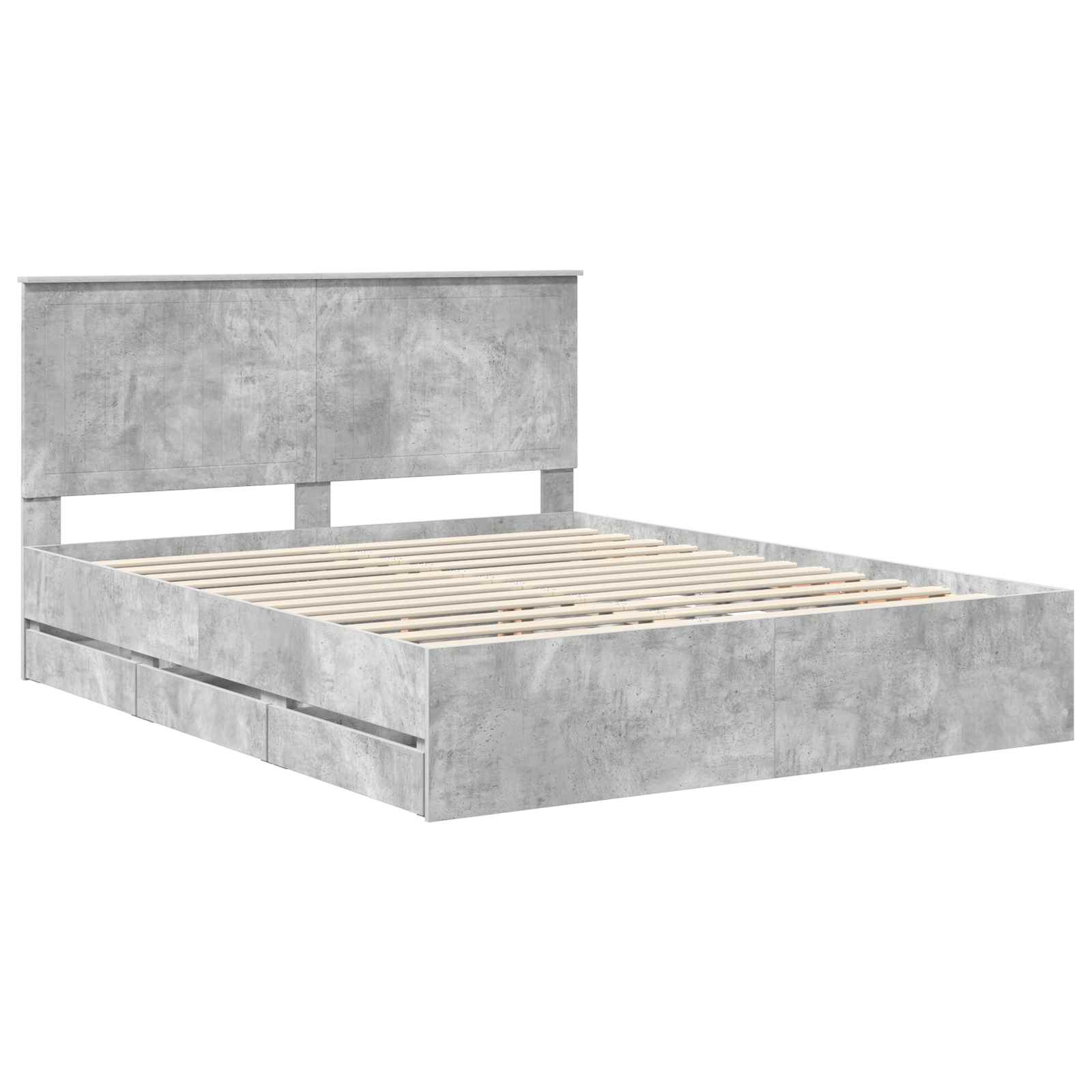 Cadre de lit Gris béton 160 x 200 cm Bois Ingénierie - XIOS