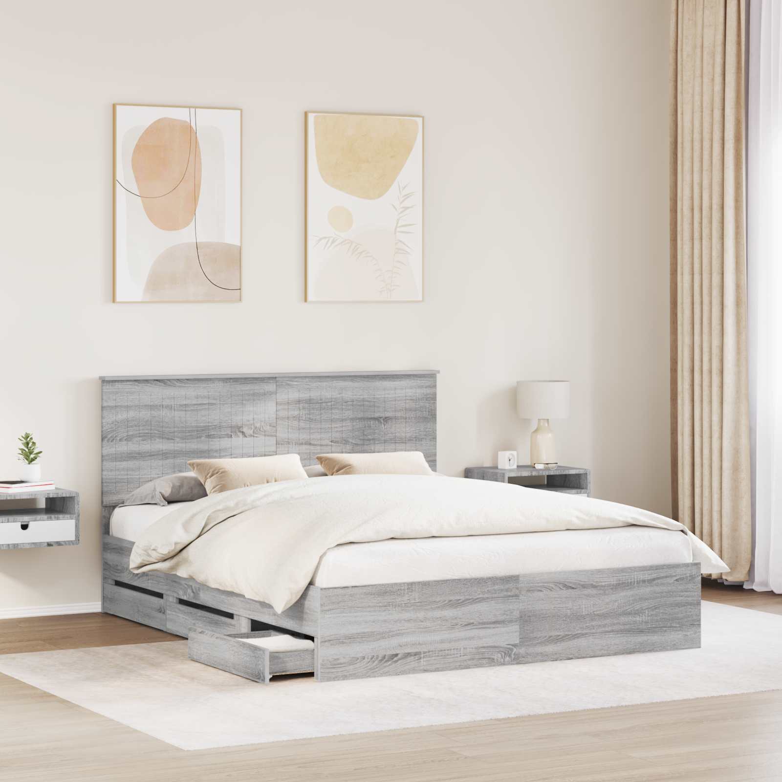 Cadre de lit Gris Sonoma 160 x 200 cm Bois Ingénierie - XIOS