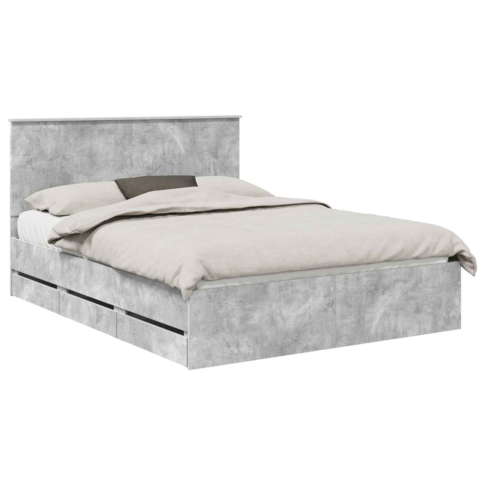 Cadre de lit Gris béton 150 x 200 cm Bois Ingénierie - XIOS