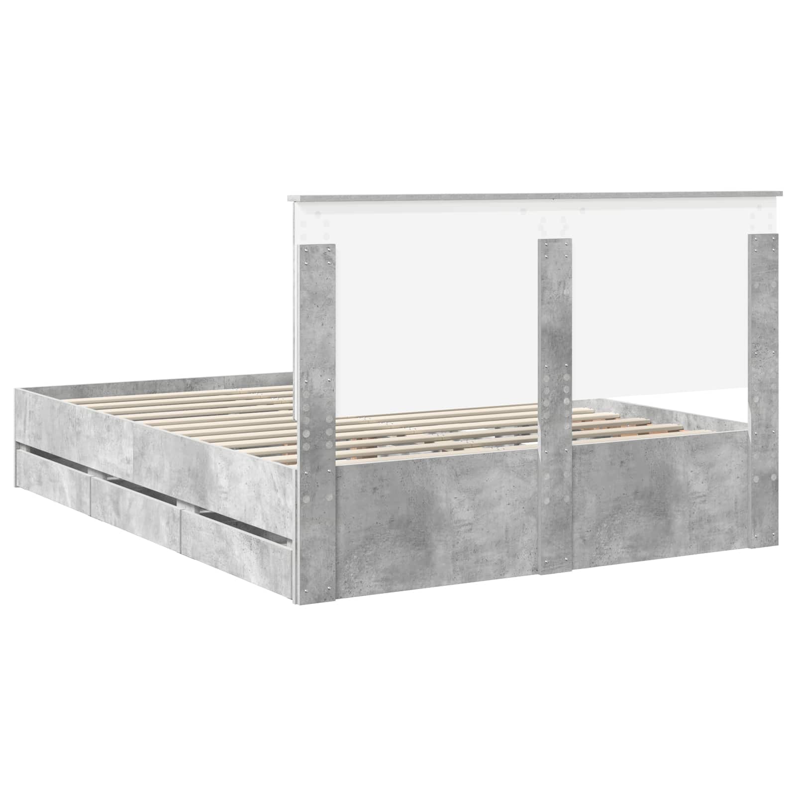 Cadre de lit Gris béton 150 x 200 cm Bois Ingénierie - XIOS