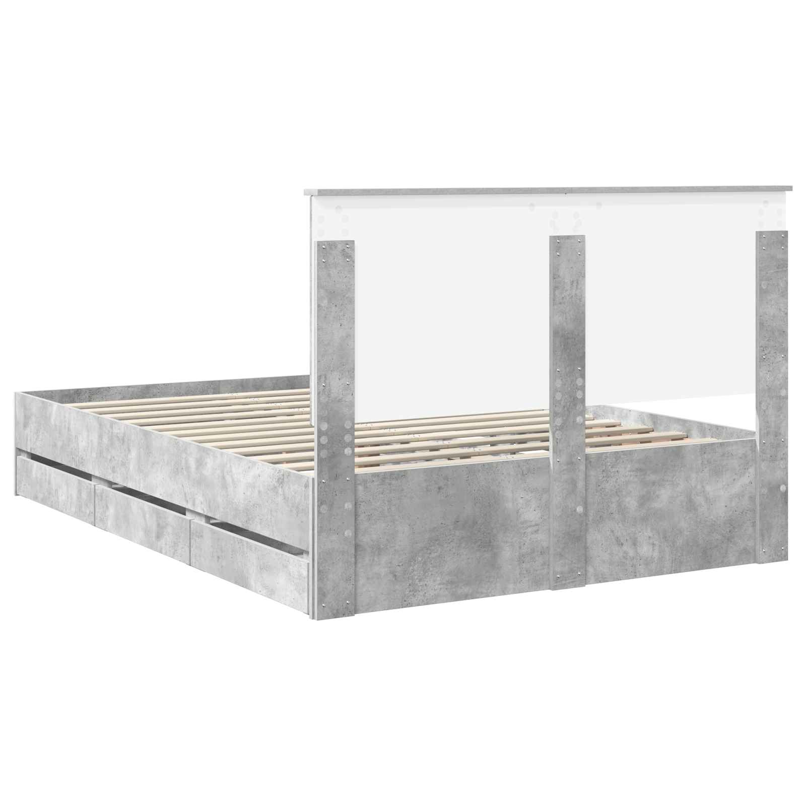 Cadre de lit Gris béton 140 x 190 cm Bois Ingénierie - XIOS