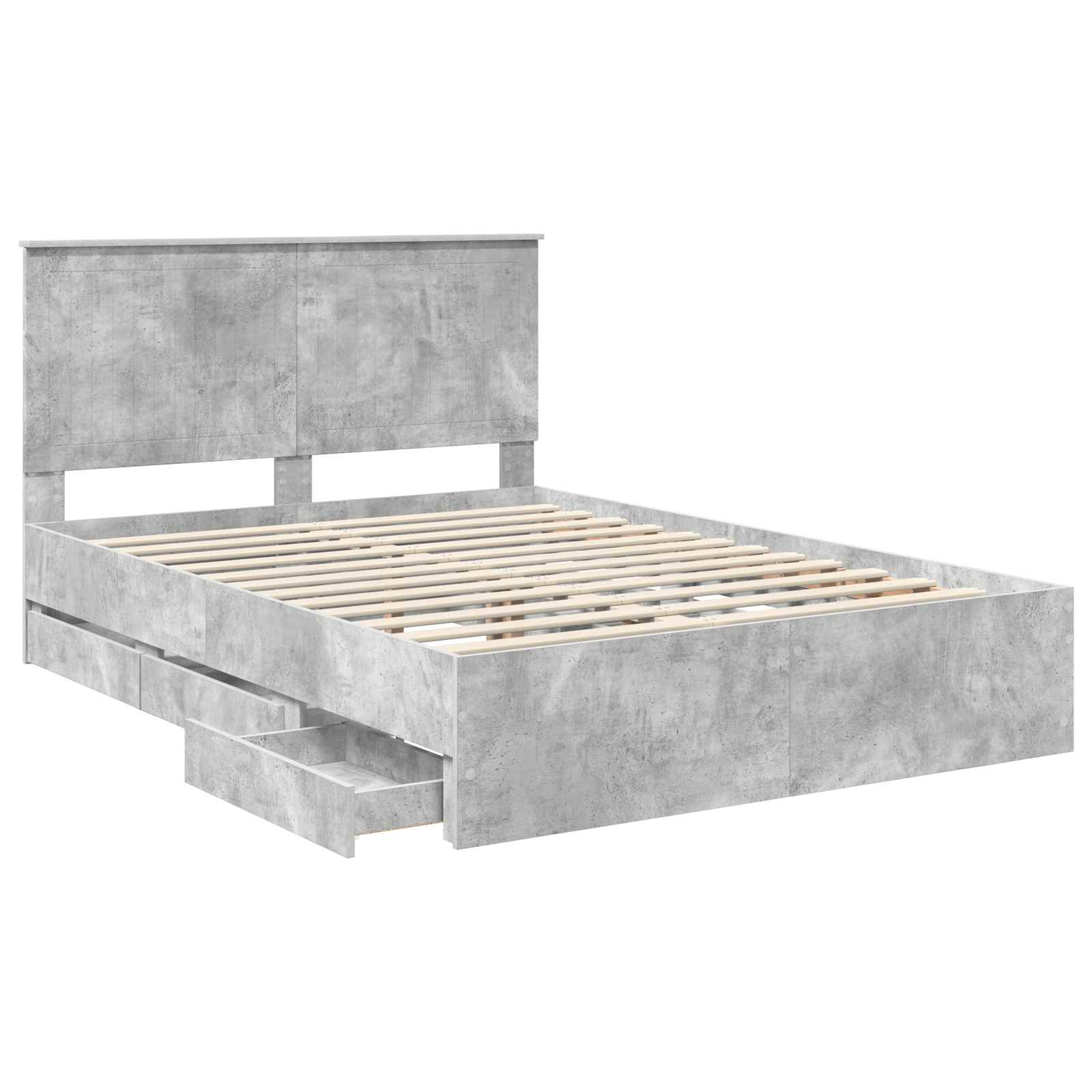 Cadre de lit Gris béton 135 x 190 cm Bois Ingénierie - XIOS