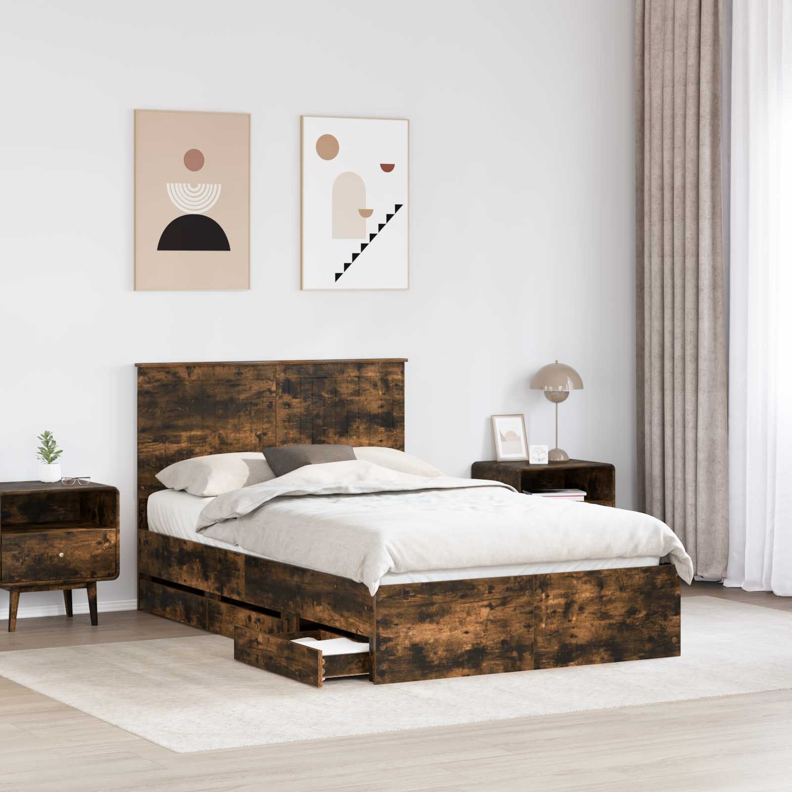 Cadre de lit Chêne fumé 120 x 190 cm Bois Ingénierie - XIOS