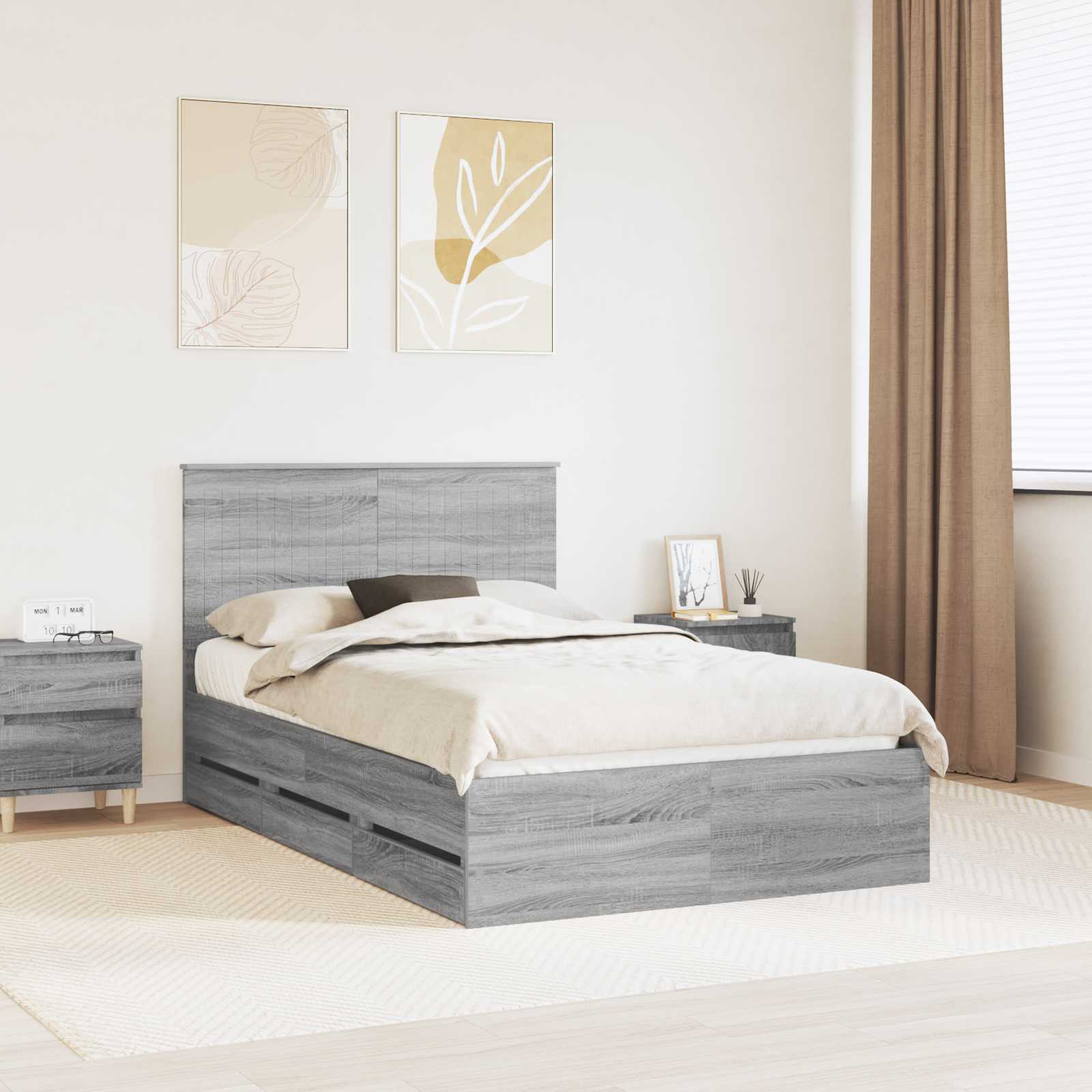 Cadre de lit Gris Sonoma 120 x 190 cm Bois Ingénierie - XIOS