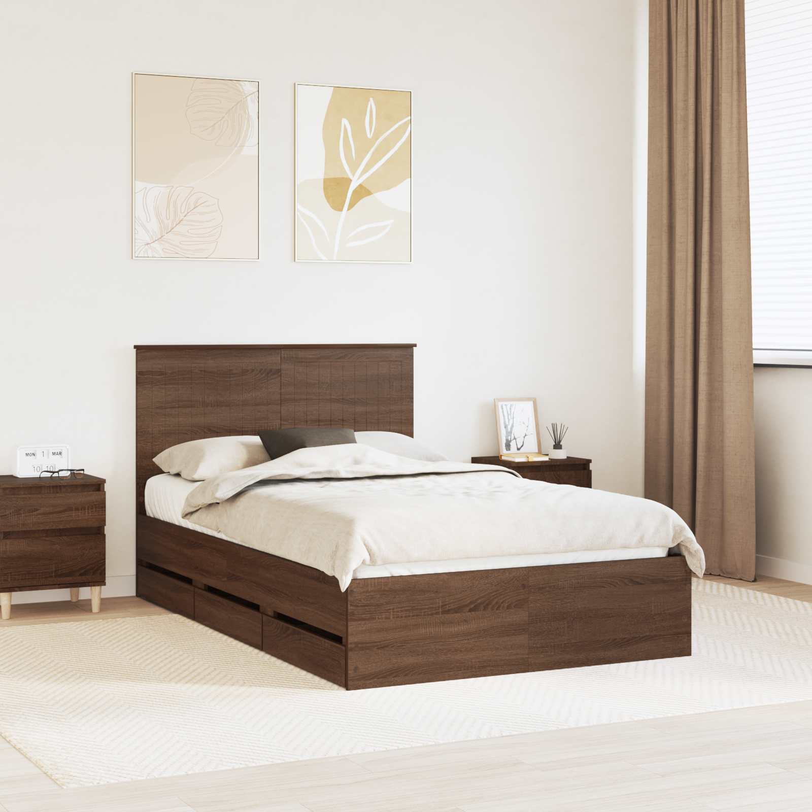 Cadre de lit Chêne brun 120 x 190 cm Bois Ingénierie - XIOS