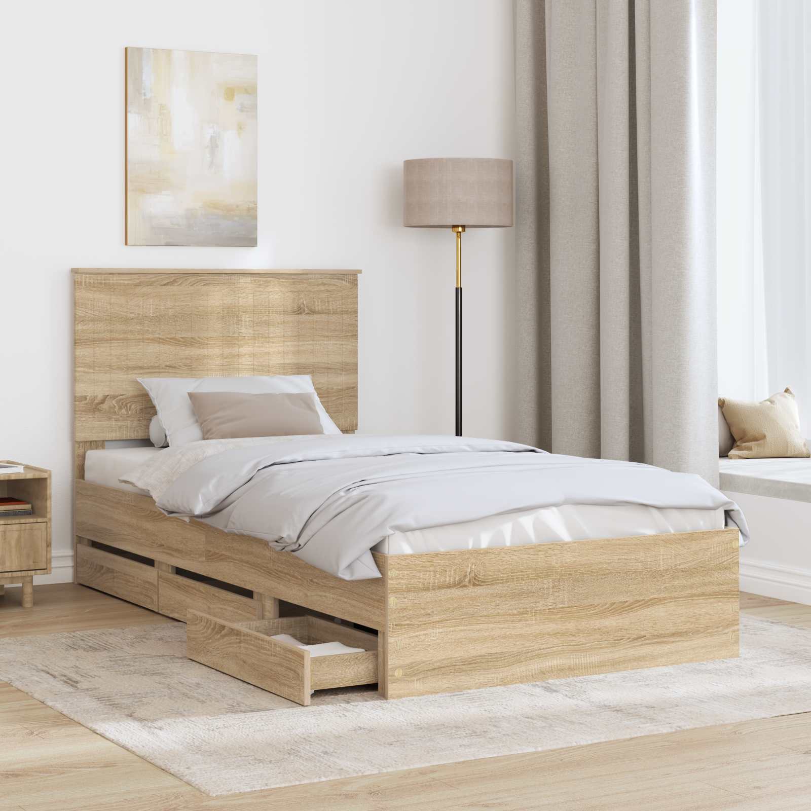 Cadre de lit Chêne Sonoma 100 x 200 cm Bois Ingénierie - XIOS