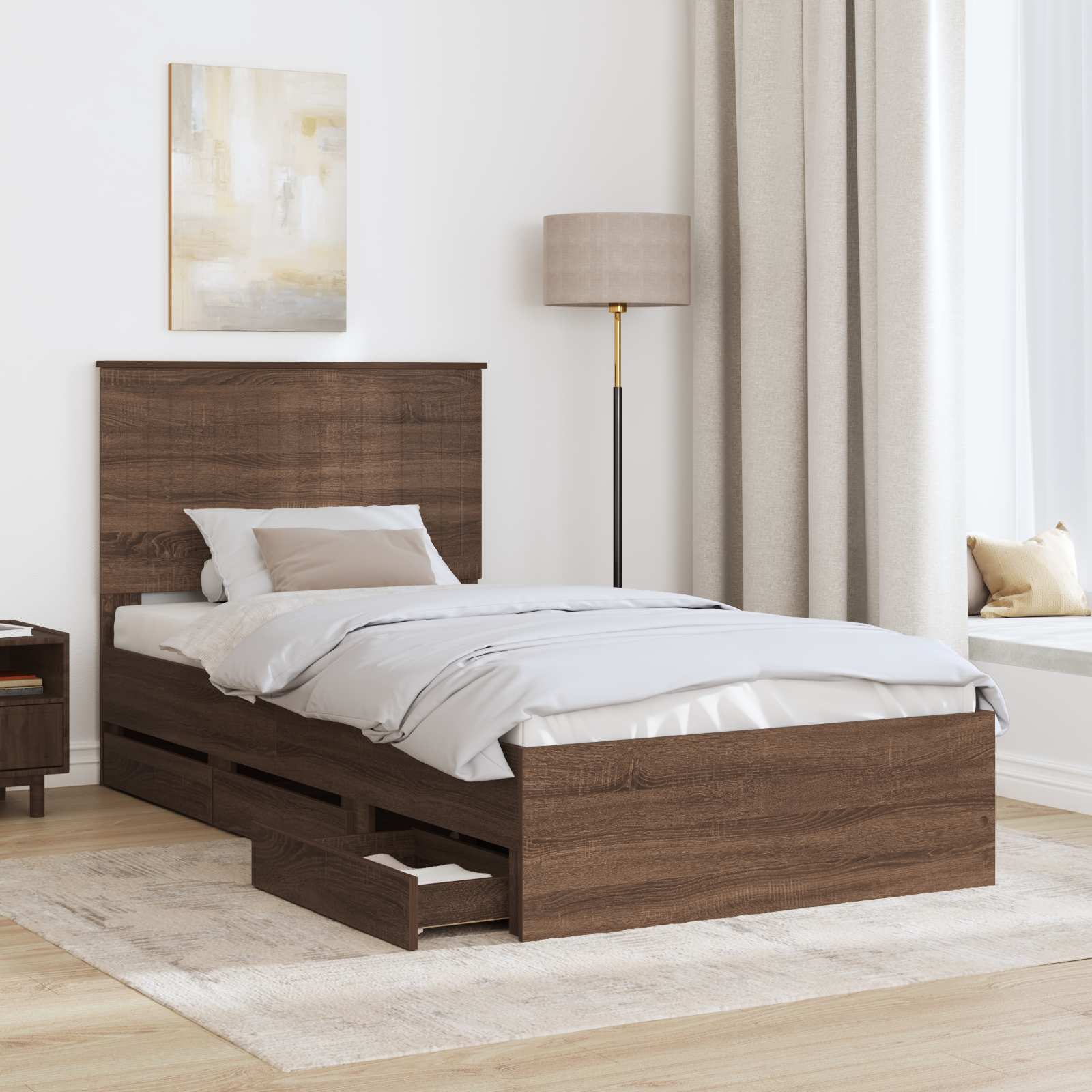 Cadre de lit Chêne brun 100 x 200 cm Bois Ingénierie - XIOS