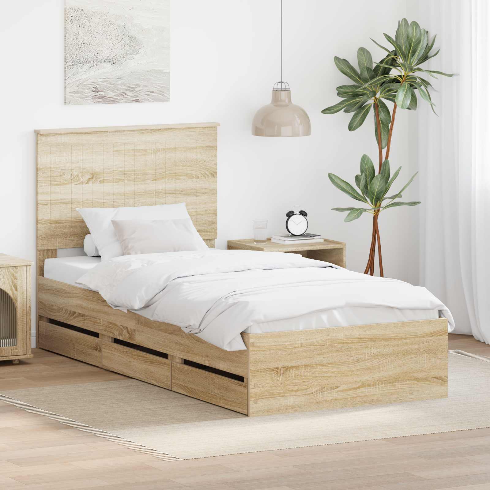 Cadre de lit Chêne Sonoma 90 x 200 cm Bois Ingénierie - XIOS