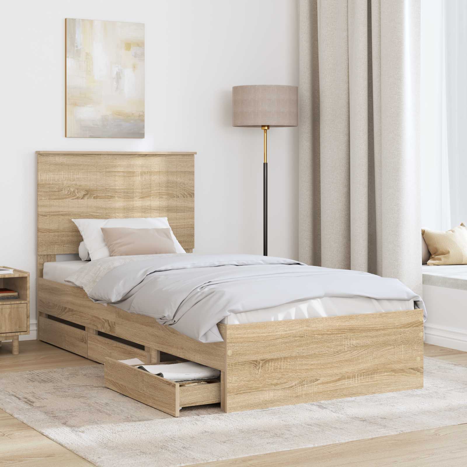 Cadre de lit Chêne Sonoma 90 x 200 cm Bois Ingénierie - XIOS