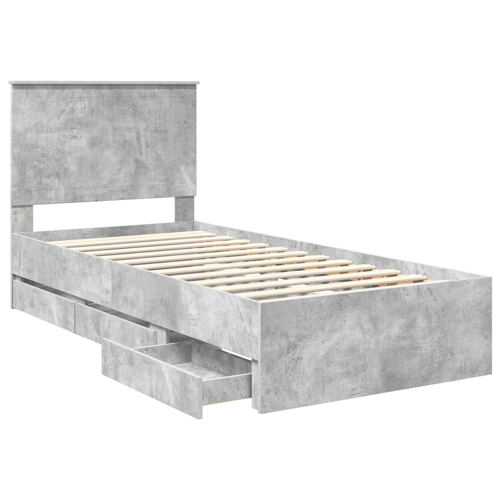 Cadre de lit avec tiroir Gris béton 90 x 200 cm Bois Ingénierie - XIOS