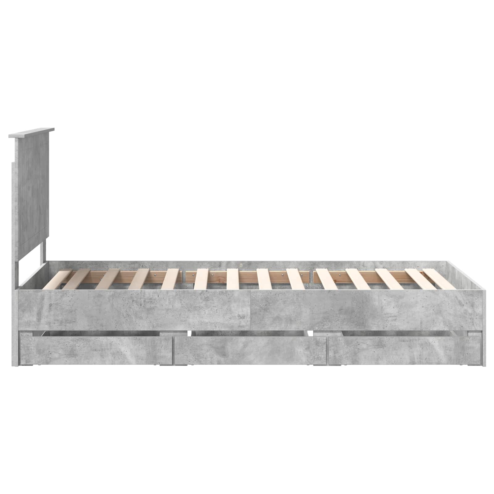 Cadre de lit avec tiroir Gris béton 90 x 200 cm Bois Ingénierie - XIOS