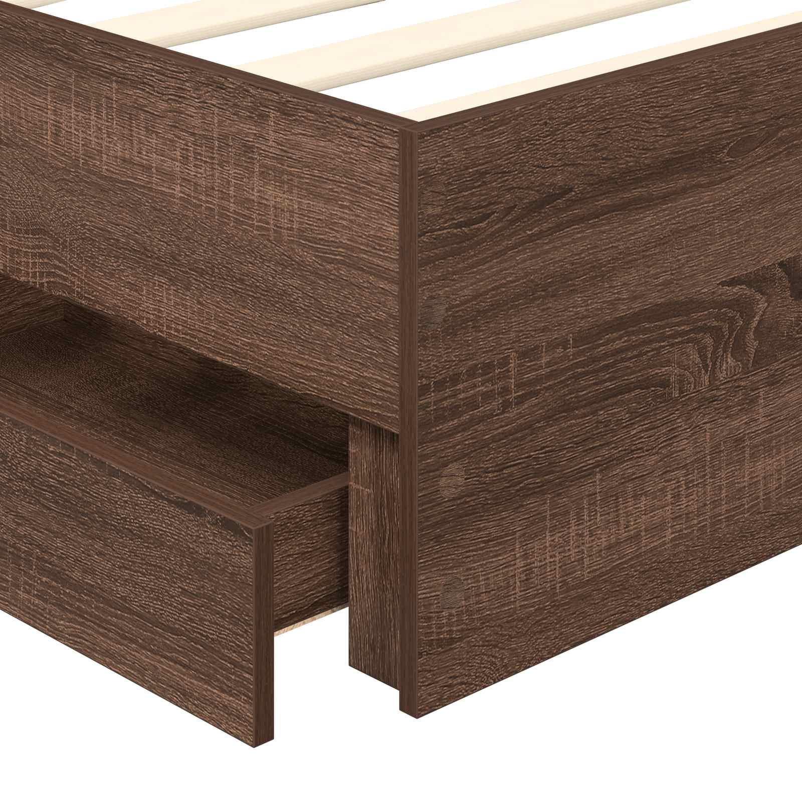 Cadre de lit avec tiroir Chêne brun 90 x 200 cm Bois Ingénierie - XIOS