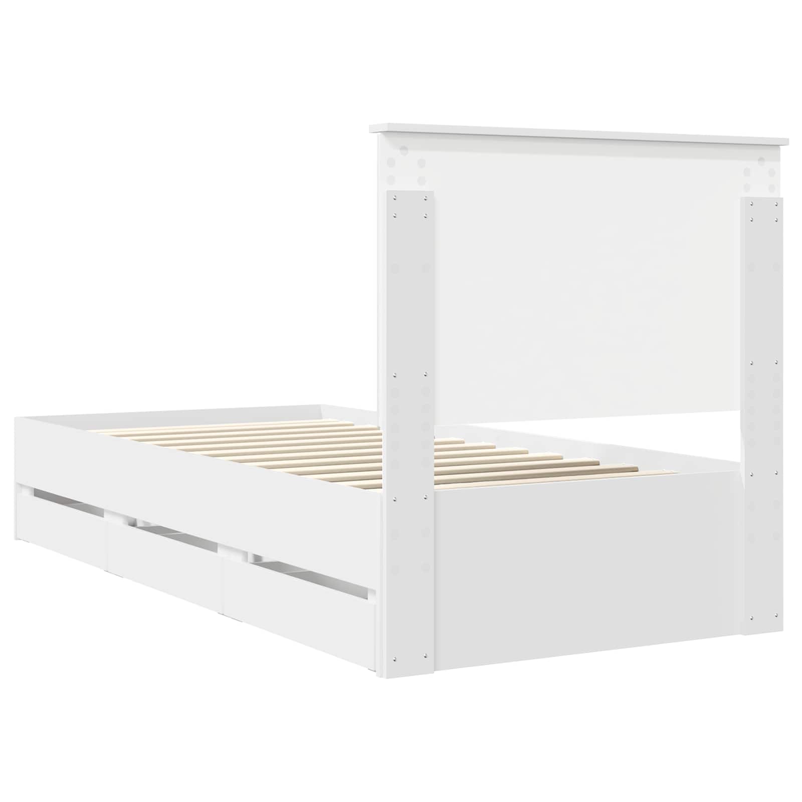 Cadre de lit avec tiroir Blanc 90 x 190 cm Bois Ingénierie - XIOS