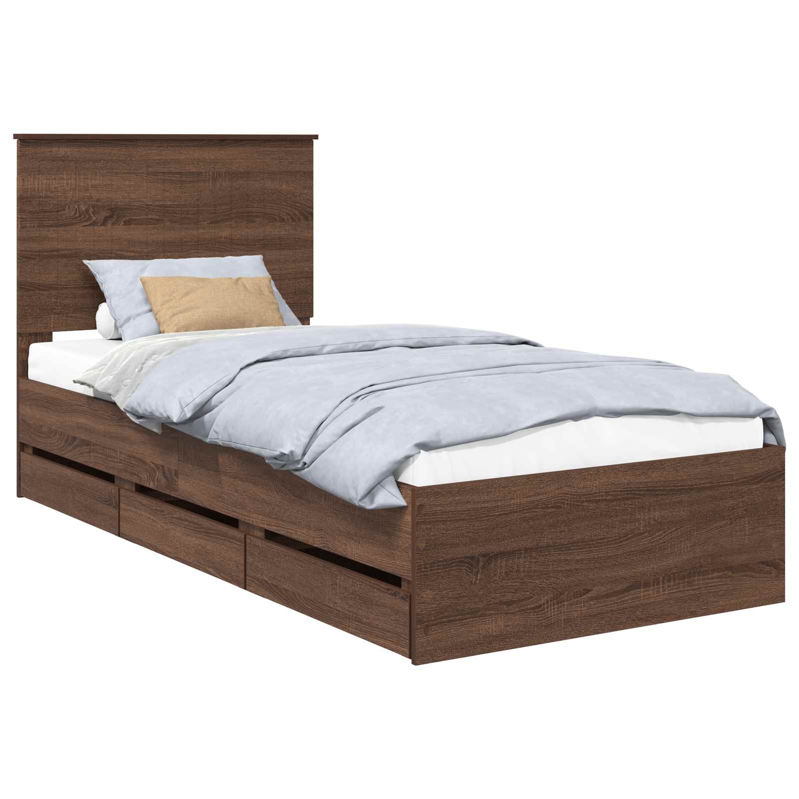 Cadre de lit avec tiroir Chêne brun 90 x 190 cm Bois Ingénierie - XIOS