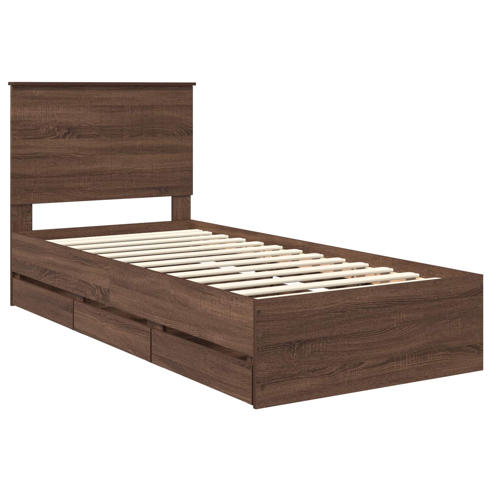 Cadre de lit avec tiroir Chêne brun 90 x 190 cm Bois Ingénierie - XIOS