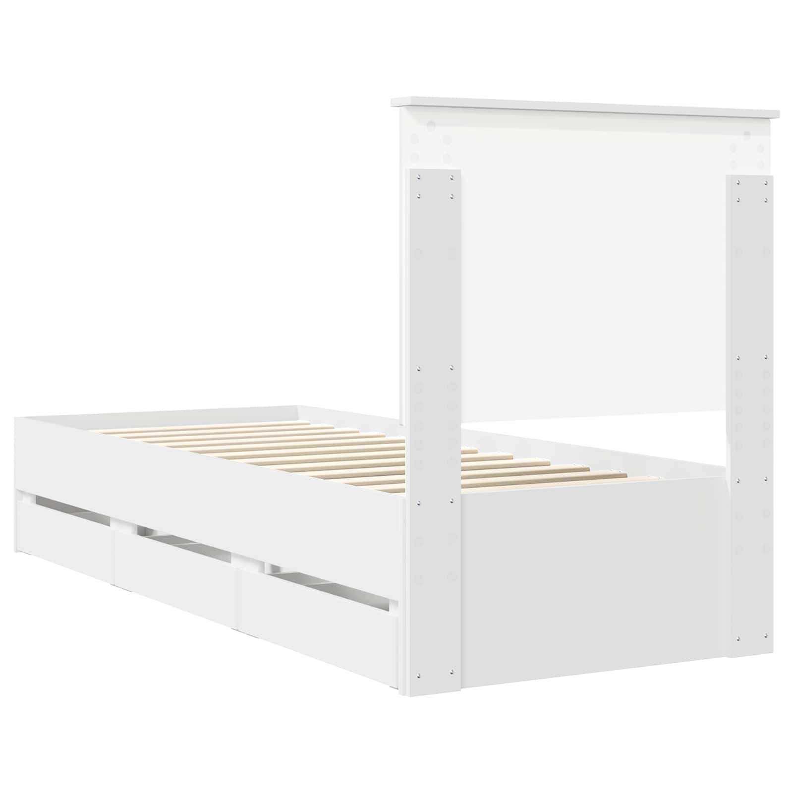 Cadre de lit avec tiroir Blanc 75 x 190 cm Bois Ingénierie - XIOS