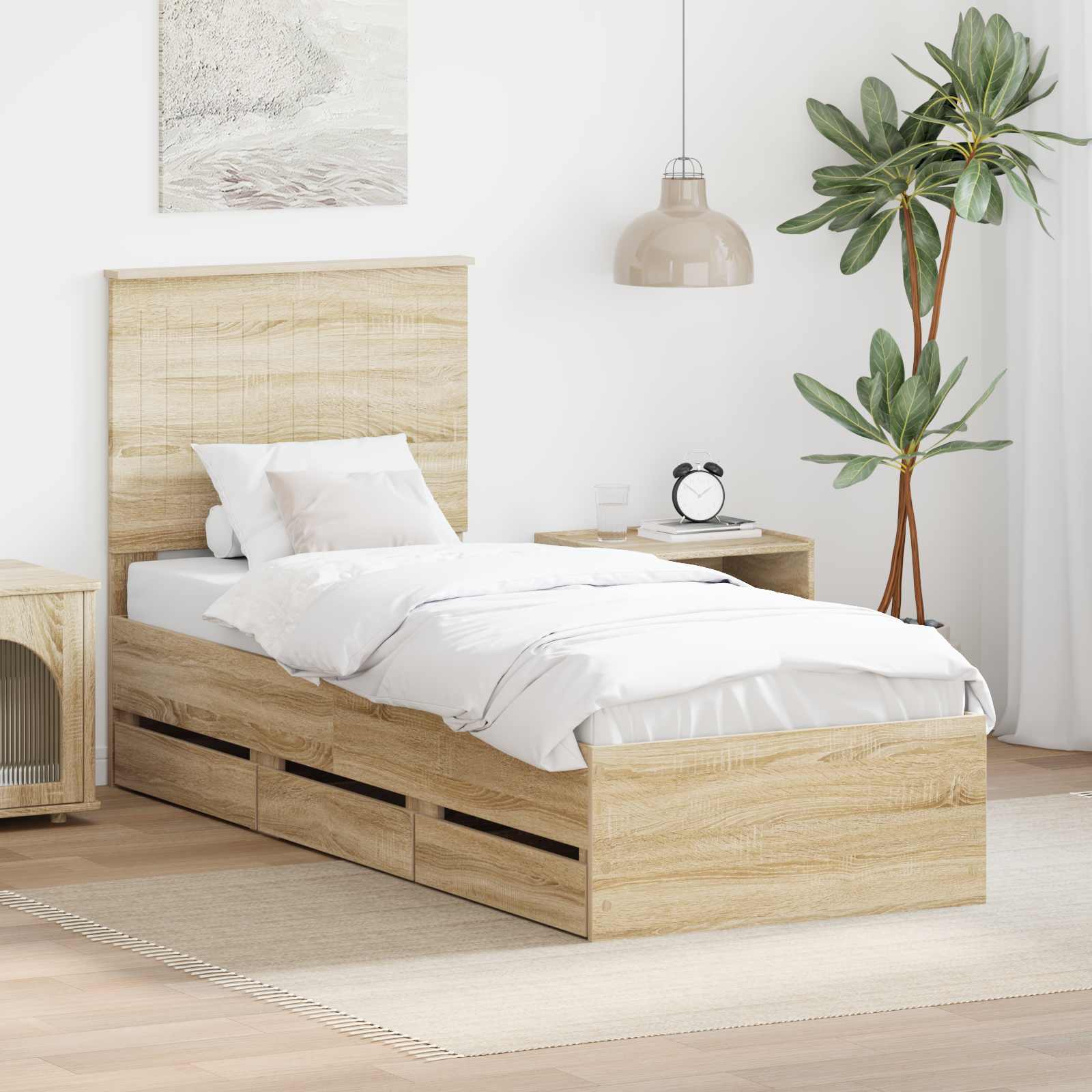 Cadre de lit Chêne Sonoma 75 x 190 cm Bois Ingénierie - XIOS
