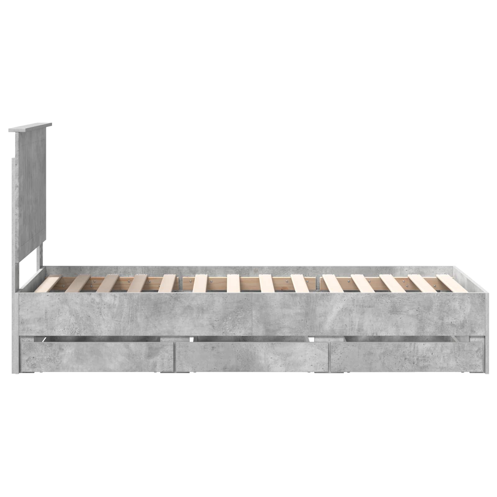Cadre de lit avec tiroir Gris béton 75 x 190 cm Bois Ingénierie