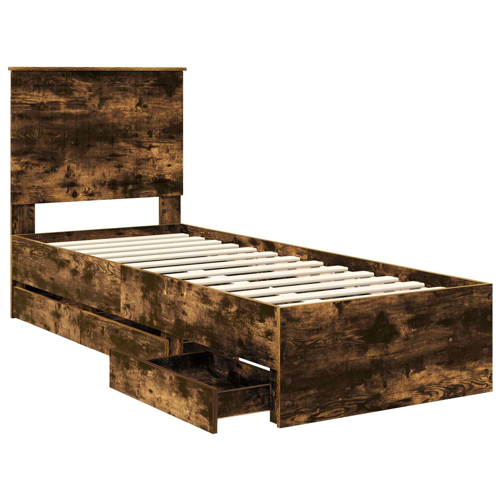 Cadre de lit avec tiroir Chêne fumé 75 x 190 cm Bois Ingénierie - XIOS