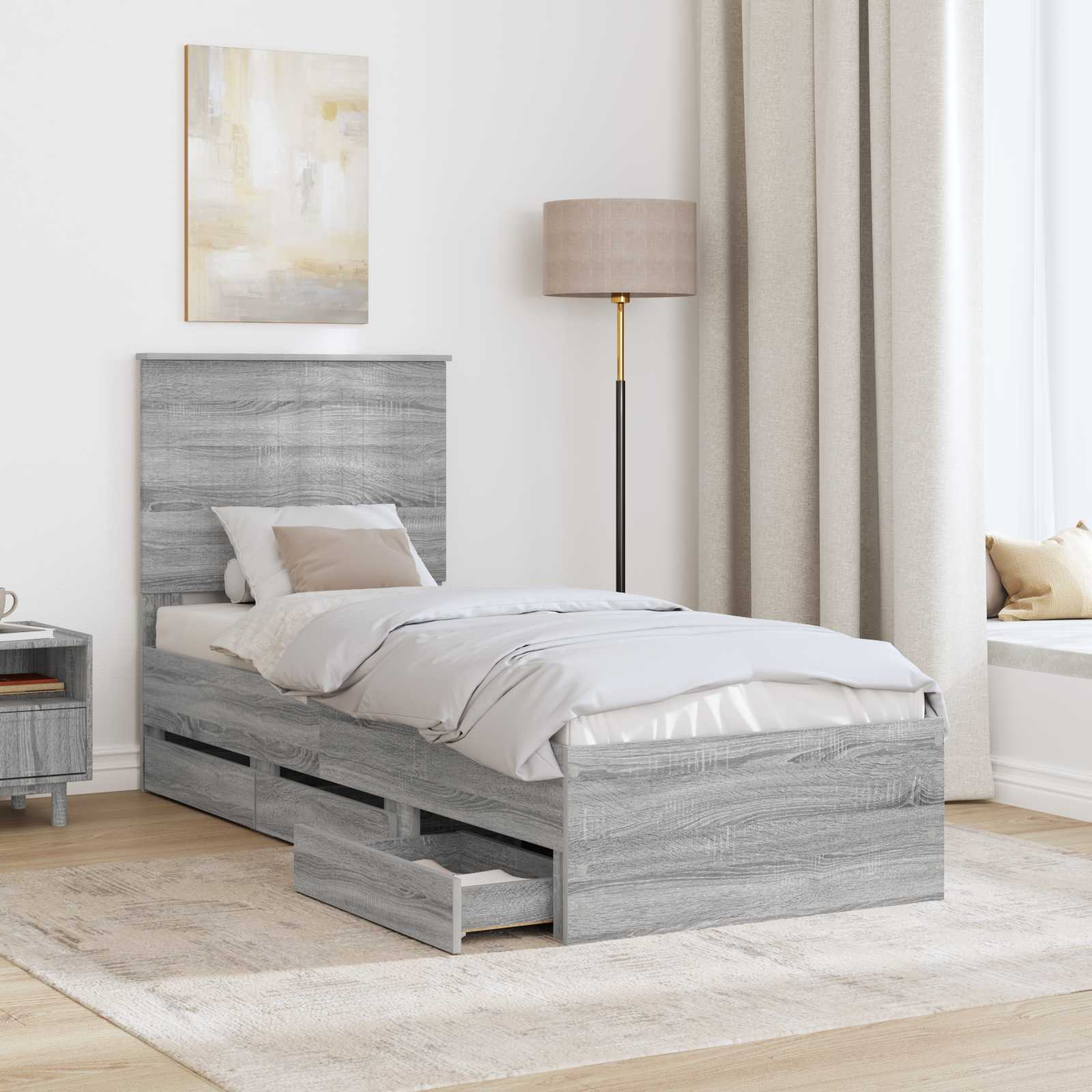 Cadre de lit Gris Sonoma 75 x 190 cm Bois Ingénierie - XIOS