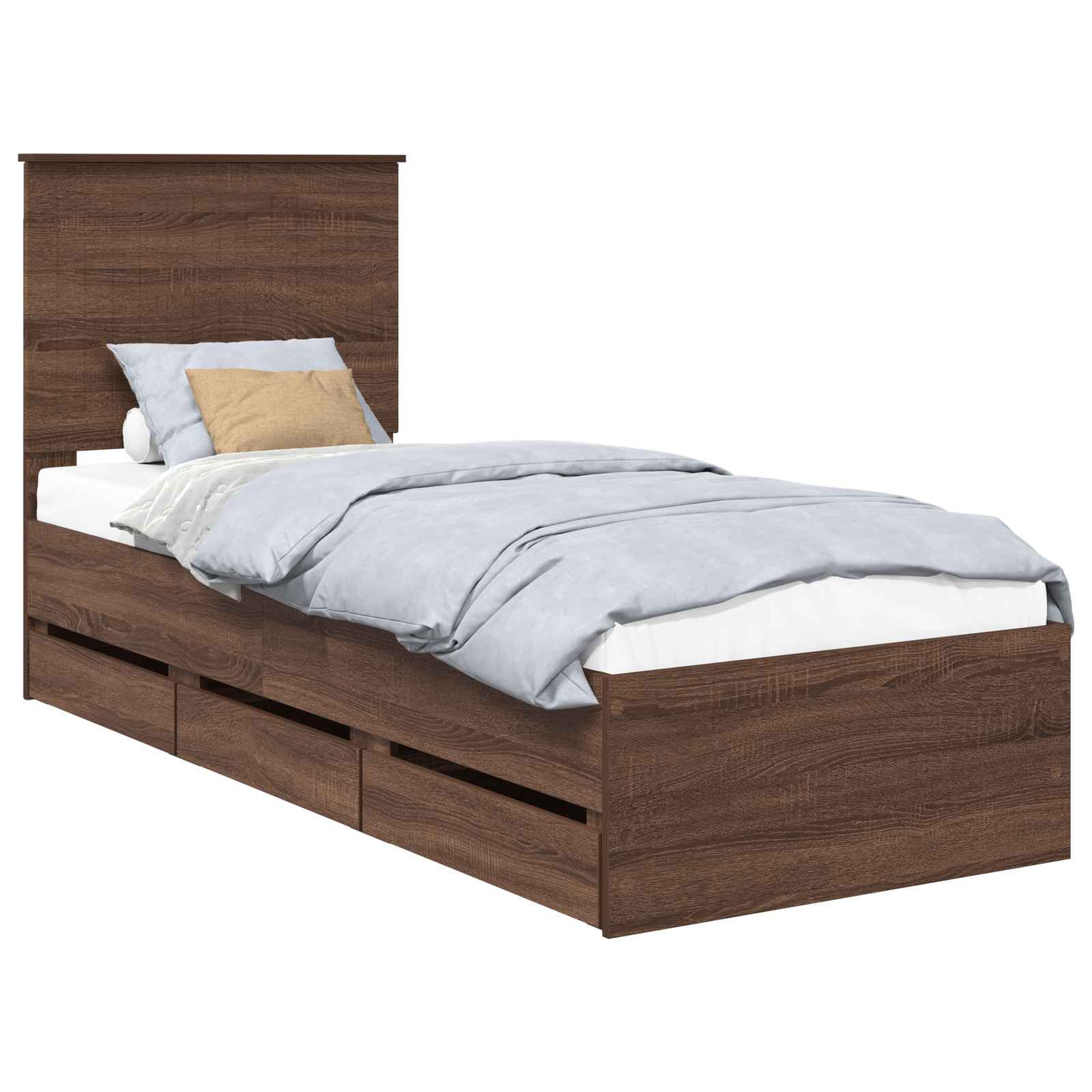Cadre de lit avec tiroir Chêne brun 75 x 190 cm Bois Ingénierie - XIOS