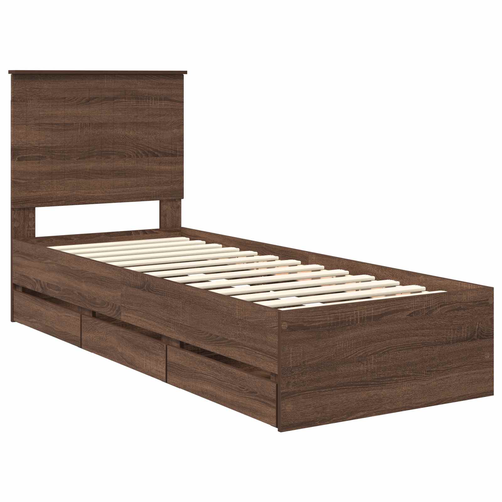 Cadre de lit avec tiroir Chêne brun 75 x 190 cm Bois Ingénierie - XIOS