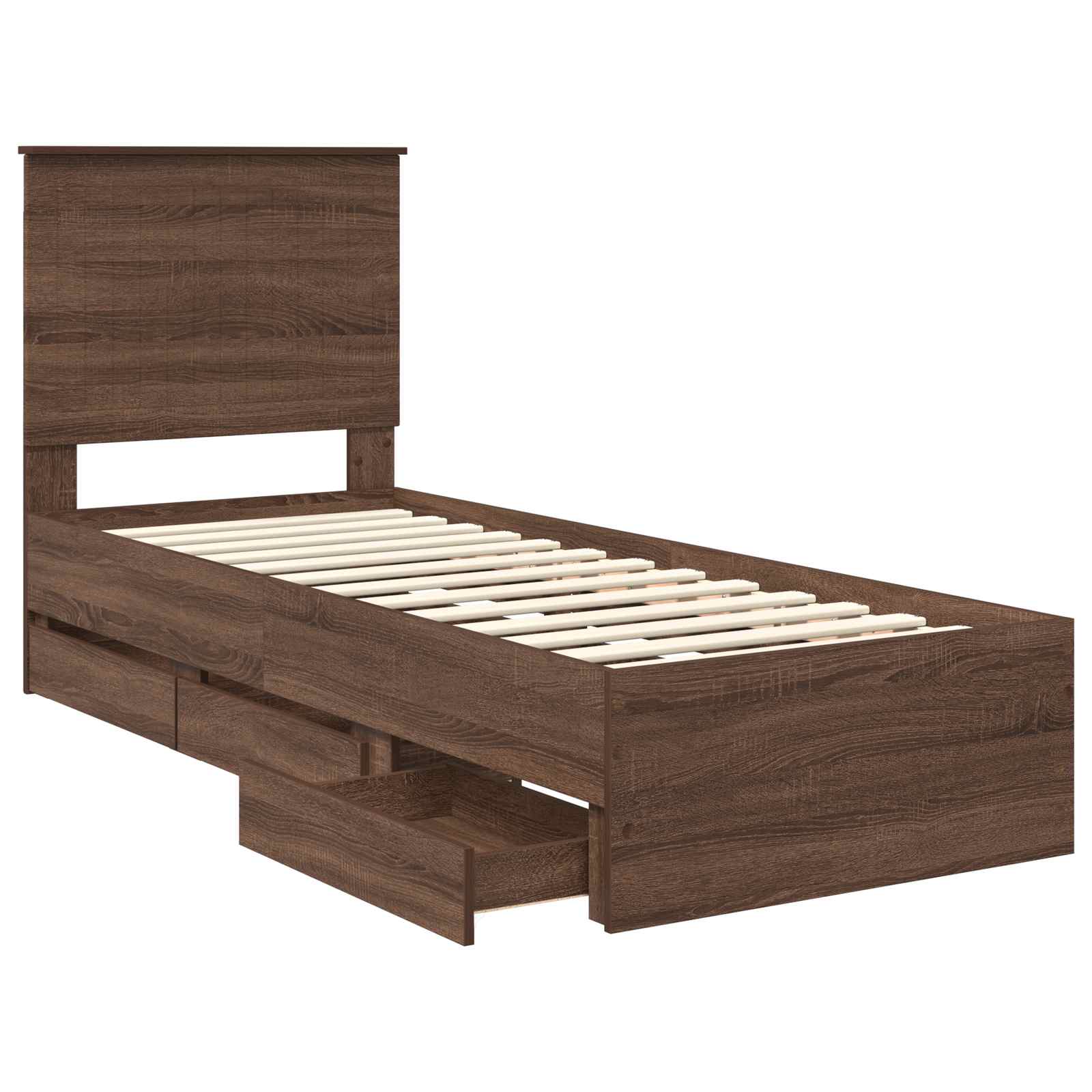 Cadre de lit avec tiroir Chêne brun 75 x 190 cm Bois Ingénierie - XIOS
