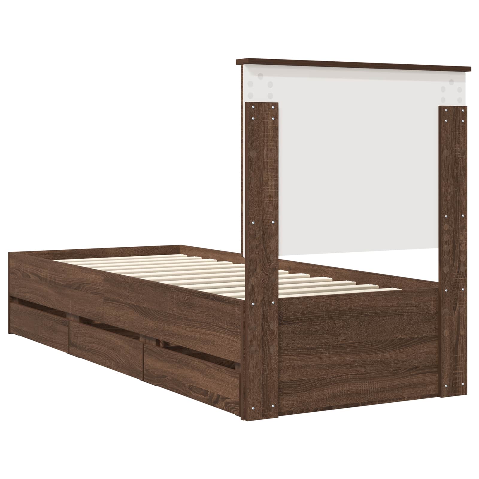 Cadre de lit avec tiroir Chêne brun 75 x 190 cm Bois Ingénierie - XIOS