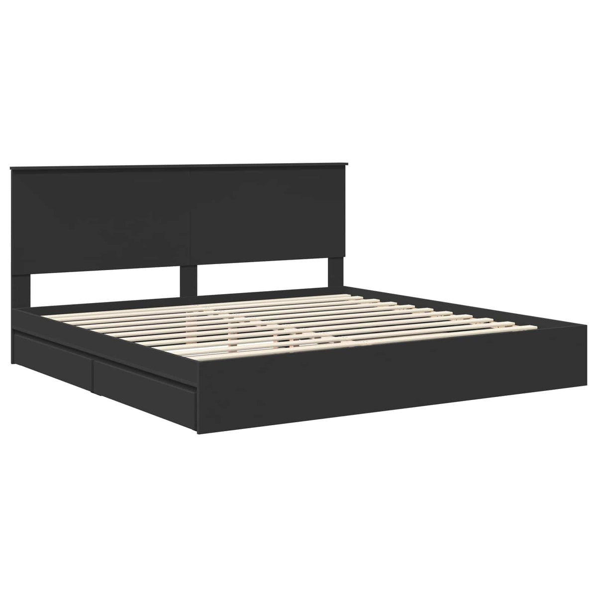 Lit de Rangement Noir 200 x 200 cm Bois d'ingénierie