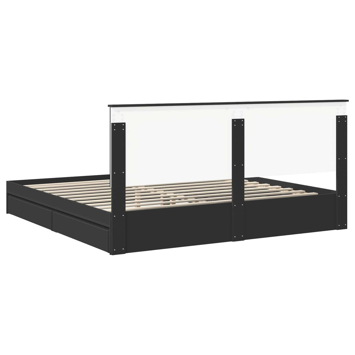Lit de Rangement Noir 200 x 200 cm Bois d'ingénierie