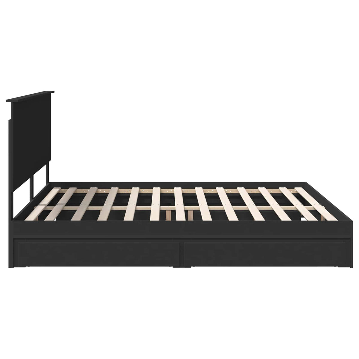 Lit de Rangement Noir 200 x 200 cm Bois d'ingénierie