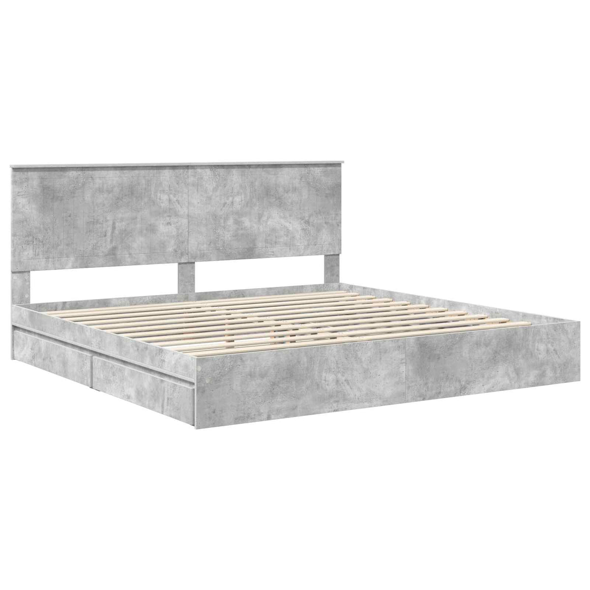 Lit de Rangement Gris béton 200 x 200 cm Bois d'ingénierie