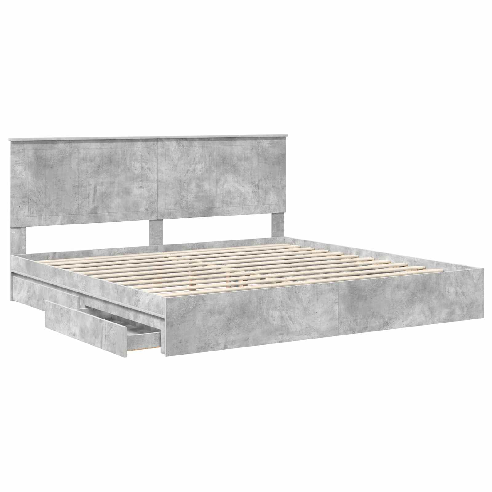 Lit de Rangement Gris béton 200 x 200 cm Bois d'ingénierie - XIOS