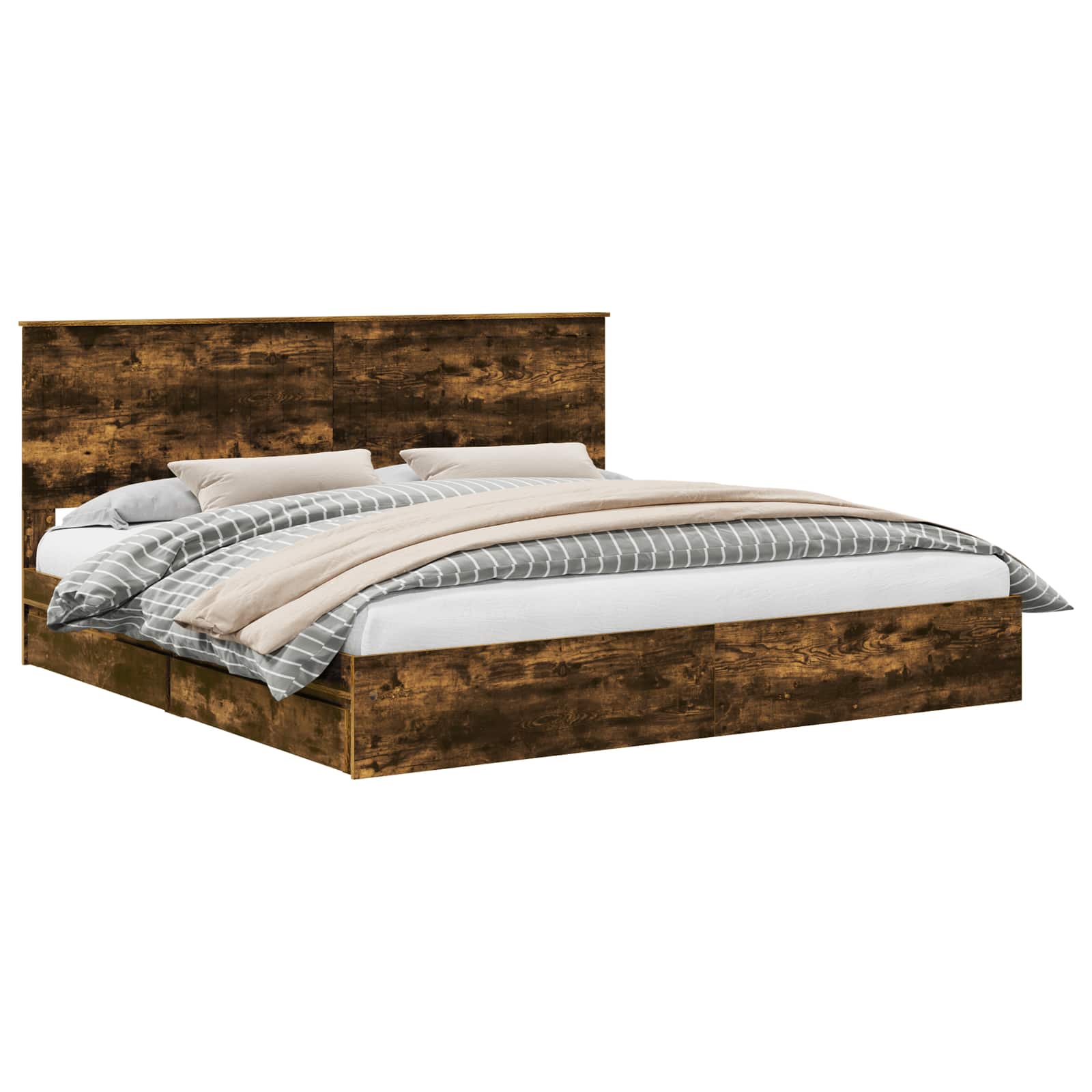 Lit de Rangement Chêne fumé 200 x 200 cm Bois d'ingénierie - XIOS