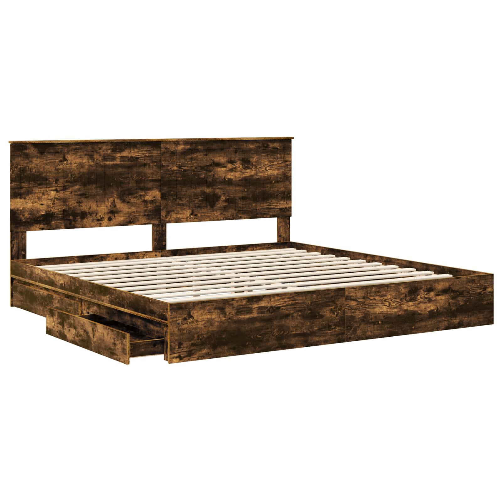 Lit de Rangement Chêne fumé 200 x 200 cm Bois d'ingénierie - XIOS