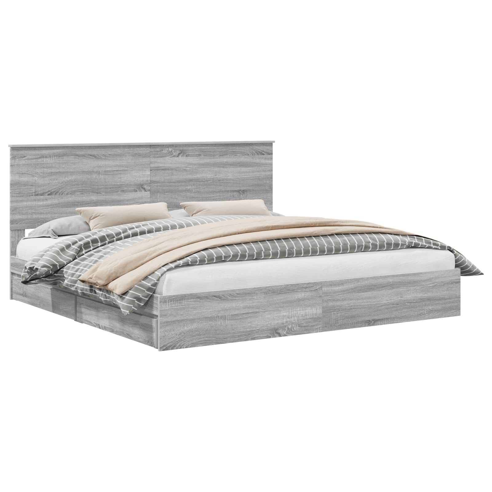 Lit de Rangement Gris Sonoma 200 x 200 cm Bois d'ingénierie - XIOS