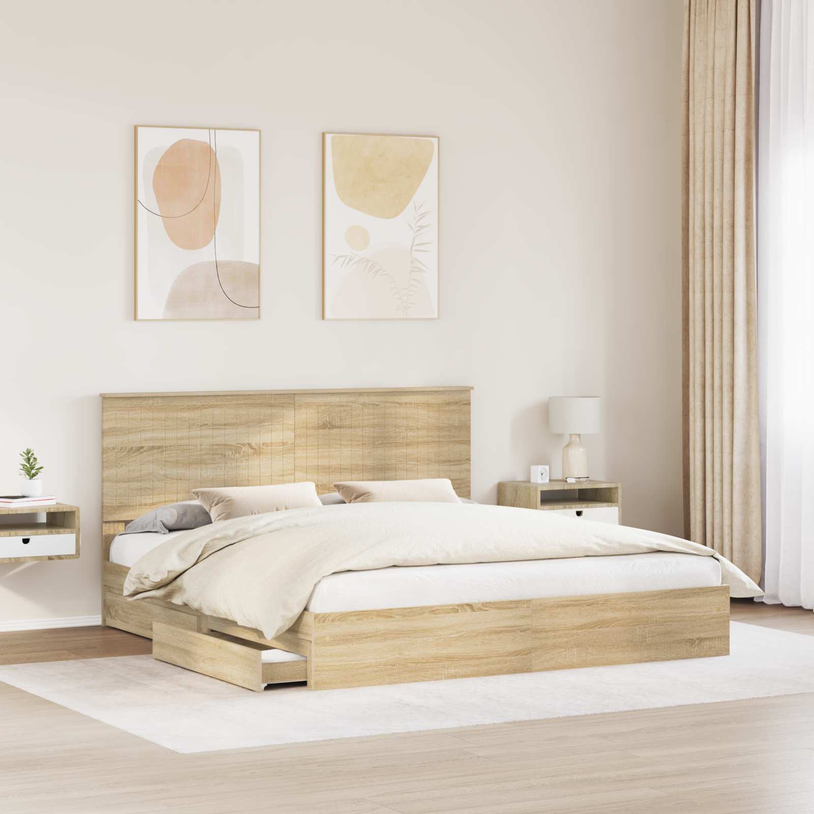 Lit de Rangement Chêne Sonoma 180 x 200 cm Bois d'ingénierie - XIOS