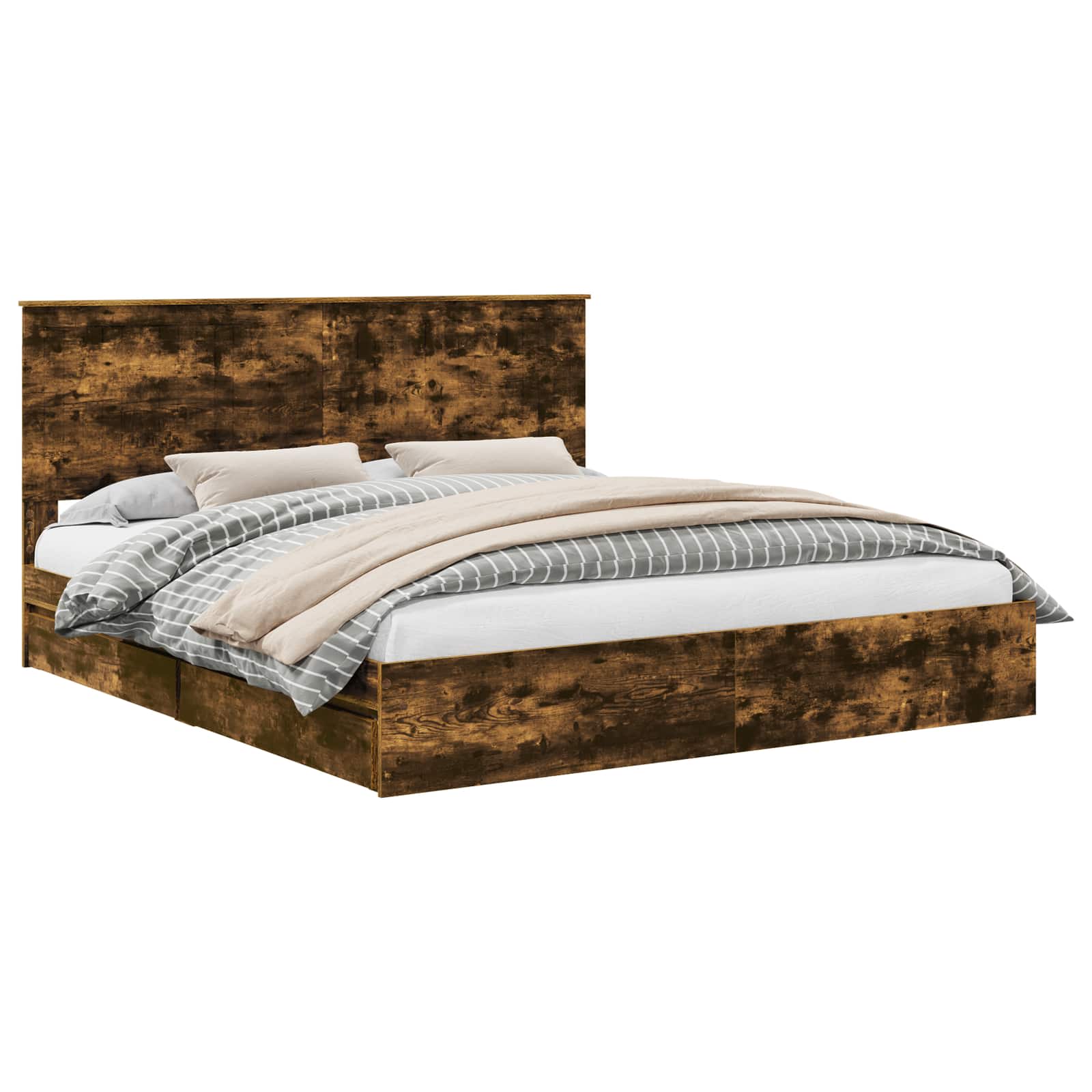 Lit de Rangement Chêne fumé 180 x 200 cm Bois d'ingénierie - XIOS