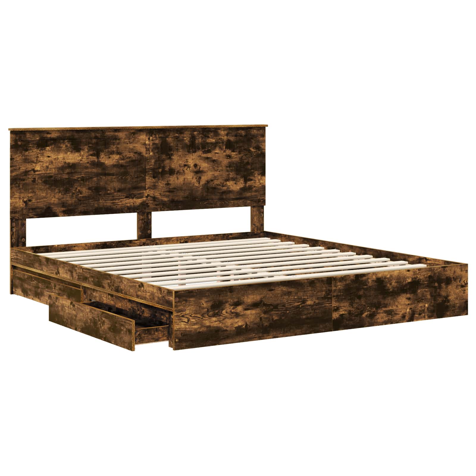 Lit de Rangement Chêne fumé 180 x 200 cm Bois d'ingénierie - XIOS
